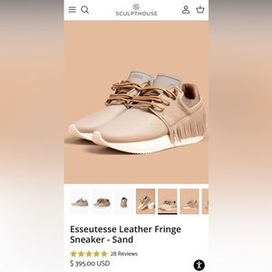 Esseutesse Leather Fringe Sneaker - Sand/Gold